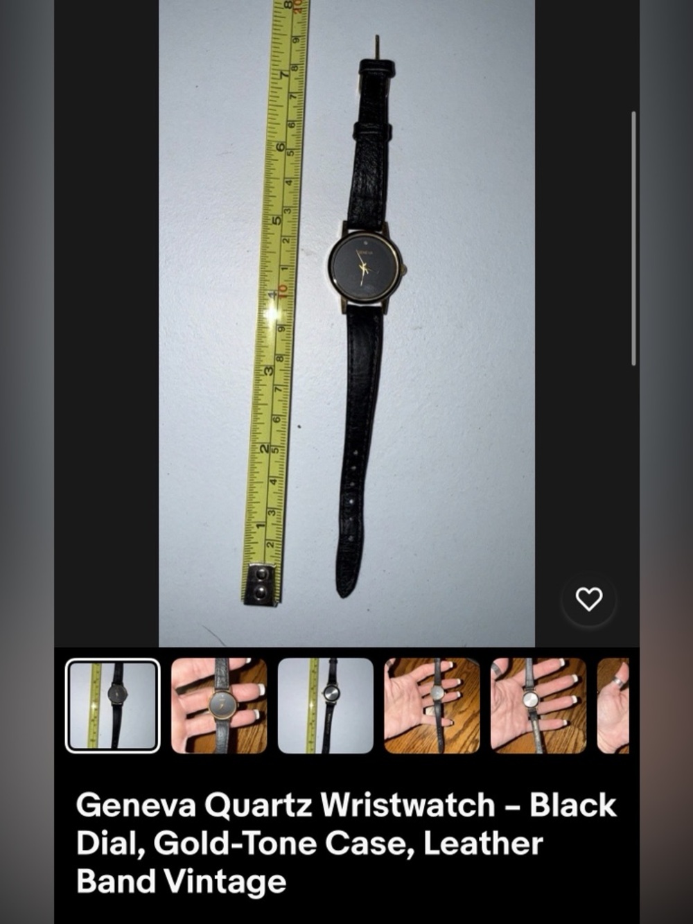 Geneva Black Dial Watch with Gold-Tone Case